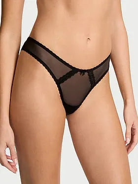 Sheer Lace-Trim Brazilian Panty