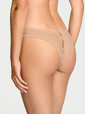 Sheer Lace-Trim Brazilian Panty