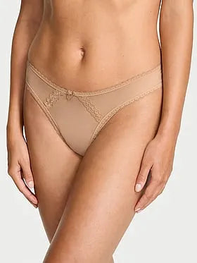 Sheer Lace-Trim Brazilian Panty