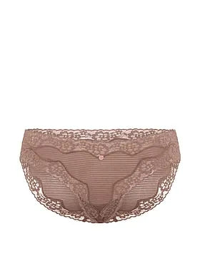 Cotton Shadow Stripe Lace-Waist Bikini Panty