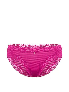 Cotton Shadow Stripe Lace-Waist Bikini Panty