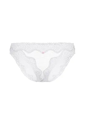 Cotton Shadow Stripe Lace-Waist Bikini Panty
