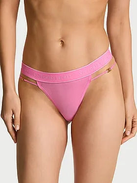 Logo Cotton Strappy Thong Panty