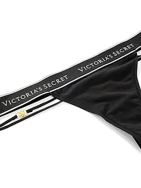 Logo Cotton Strappy Thong Panty