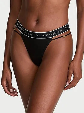 Logo Cotton Strappy Thong Panty