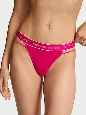 Logo Cotton Strappy Thong Panty
