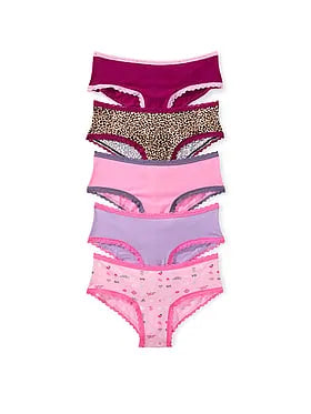 5-Pack Cotton Lace-Trim Cheeky Panties