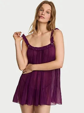 Pleated Ruffle Babydoll Set