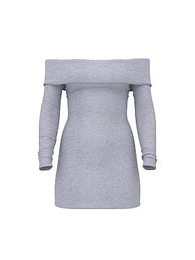 All-Day Soft Rib Off-The-Shoulder Mini Dress