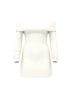All-Day Soft Rib Off-The-Shoulder Mini Dress