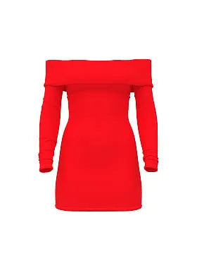 All-Day Soft Rib Off-The-Shoulder Mini Dress