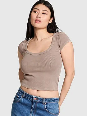 Vintage Ribbed Scoop Tee