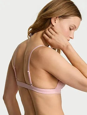 Cotton Shadow Stripe Unlined Triangle Bralette