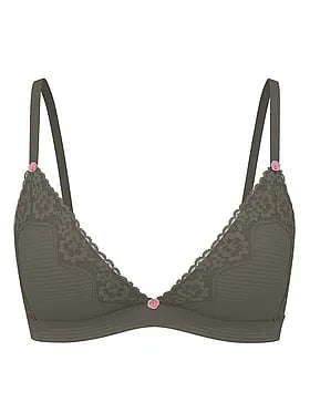 Cotton Shadow Stripe Unlined Triangle Bralette