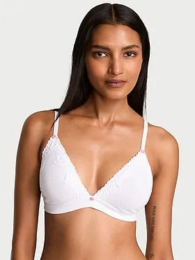 Cotton Shadow Stripe Unlined Triangle Bralette