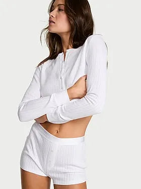 Cozy Pointelle Henley Short Pajama Set