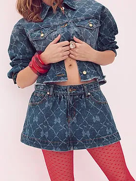 PINK x LoveShackFancy Flirty Denim Skirt