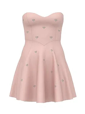Twinkle Satin Heart Strapless Corset Mini Dress