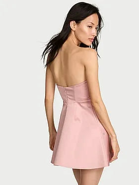 Twinkle Satin Heart Strapless Corset Mini Dress