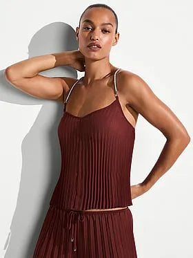 Beachwear Shine Rope Pleated Chiffon Top