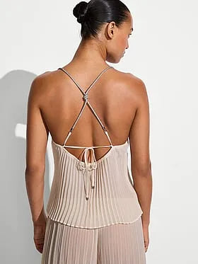 Beachwear Shine Rope Pleated Chiffon Top