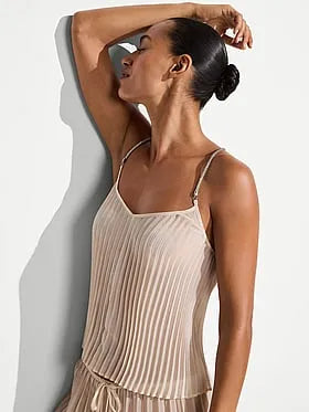 Beachwear Shine Rope Pleated Chiffon Top