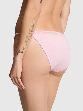 Cotton Lace-Trim String Bikini Panty