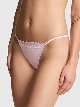 Cotton Lace-Trim String Bikini Panty