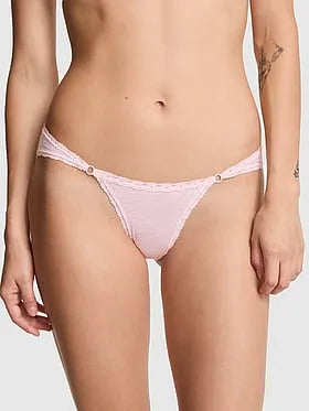 Cotton Lace-Trim Low-Rise Cheeky Panty