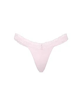 Cotton Lace-Trim Thong Panty