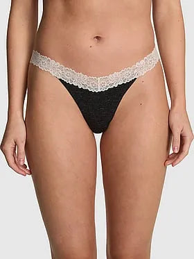 Cotton Lace-Trim Thong Panty
