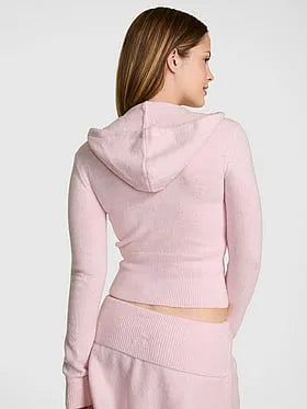 Front-Zip Shrunken Sweater Hoodie