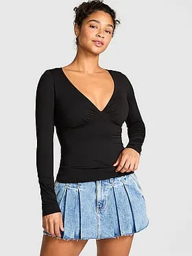 PINK Base Stretchâ¢ Ruched Long-Sleeve Tee