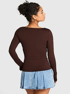 PINK Base Stretchâ¢ Ruched Long-Sleeve Tee