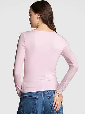 PINK Base Stretchâ¢ Ruched Long-Sleeve Tee
