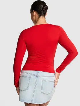 PINK Base Stretchâ¢ Ruched Long-Sleeve Tee