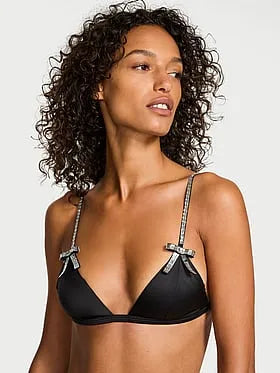 Sparkle Crystal Bow Triangle Bra