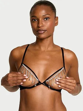 Tassel Sparkle Peekaboo Plunge Demi Bra