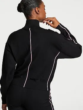 Tipped Knit Full-Zip Sweater