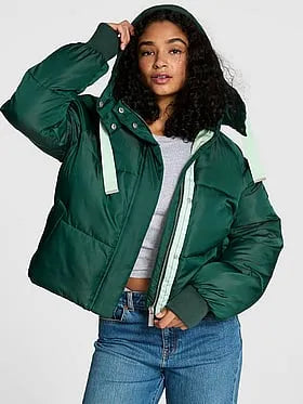 Marshmallow Cropped Puï¬er Jacket
