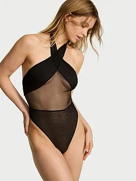 Sheer Reveal Halter Bodysuit