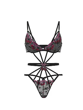 Cherry Pop Embroidery Strappy Teddy