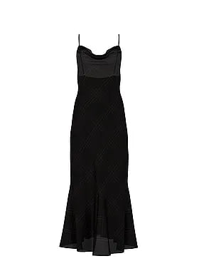 Chiffon Tartan Draped Maxi Slip Dress