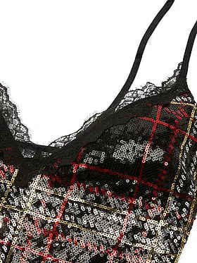 Sequin Tartan Short Slip Dress