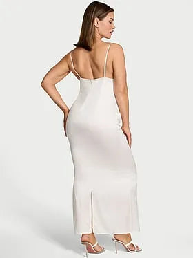 Satin Sparkle Draped Maxi Slip