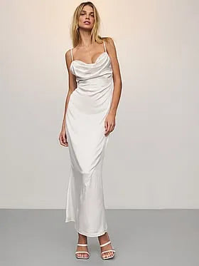 Satin Sparkle Draped Maxi Slip