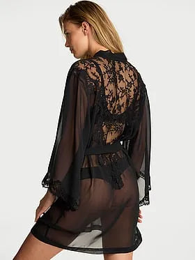 Chiffon & Lace Short Robe