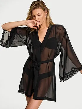 Chiffon & Lace Short Robe