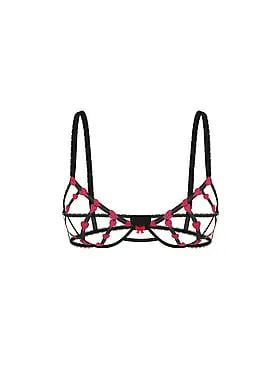 Heart Embroidery Strappy Peekaboo Demi Bra