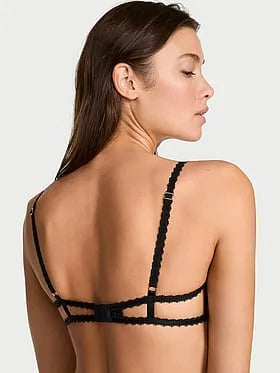 Heart Embroidery Strappy Peekaboo Demi Bra